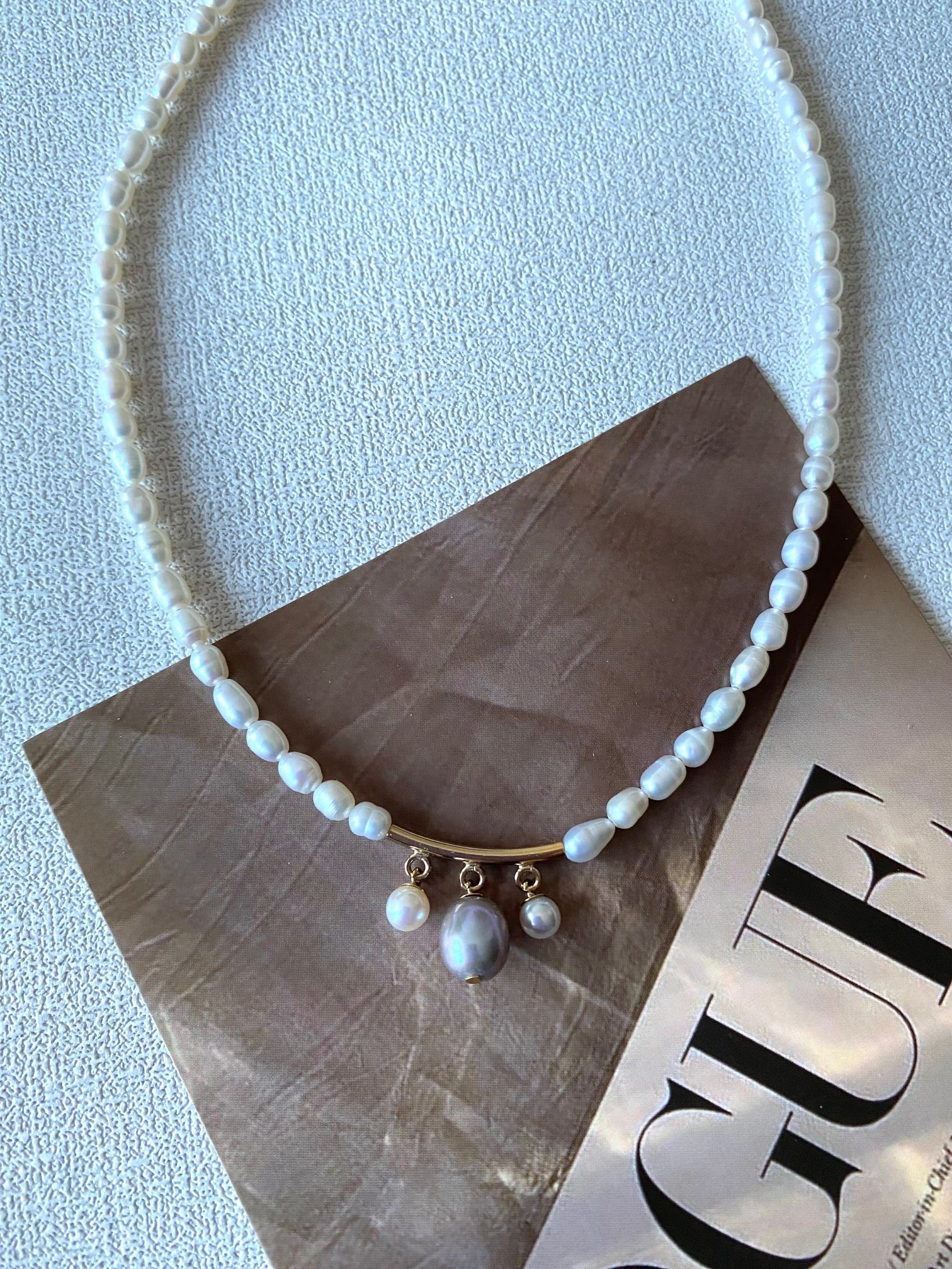 Natural and Grey Pearl Pendant Necklace