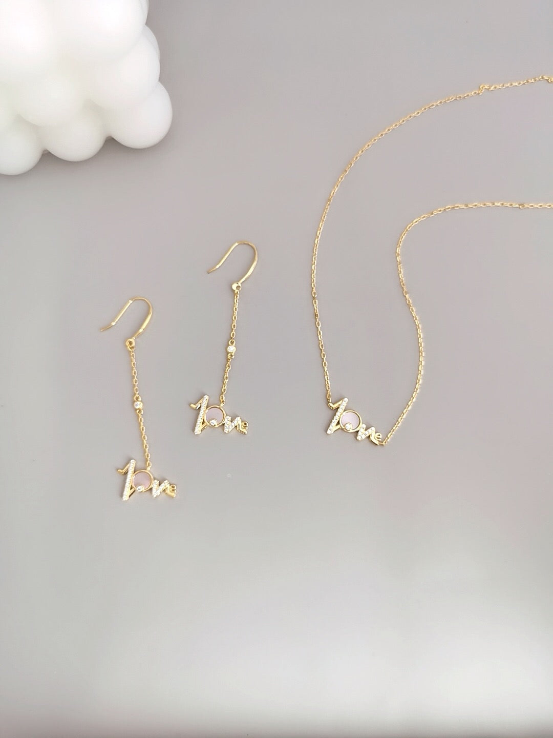 Love like a tide – “Love” Necklace and Earring Set