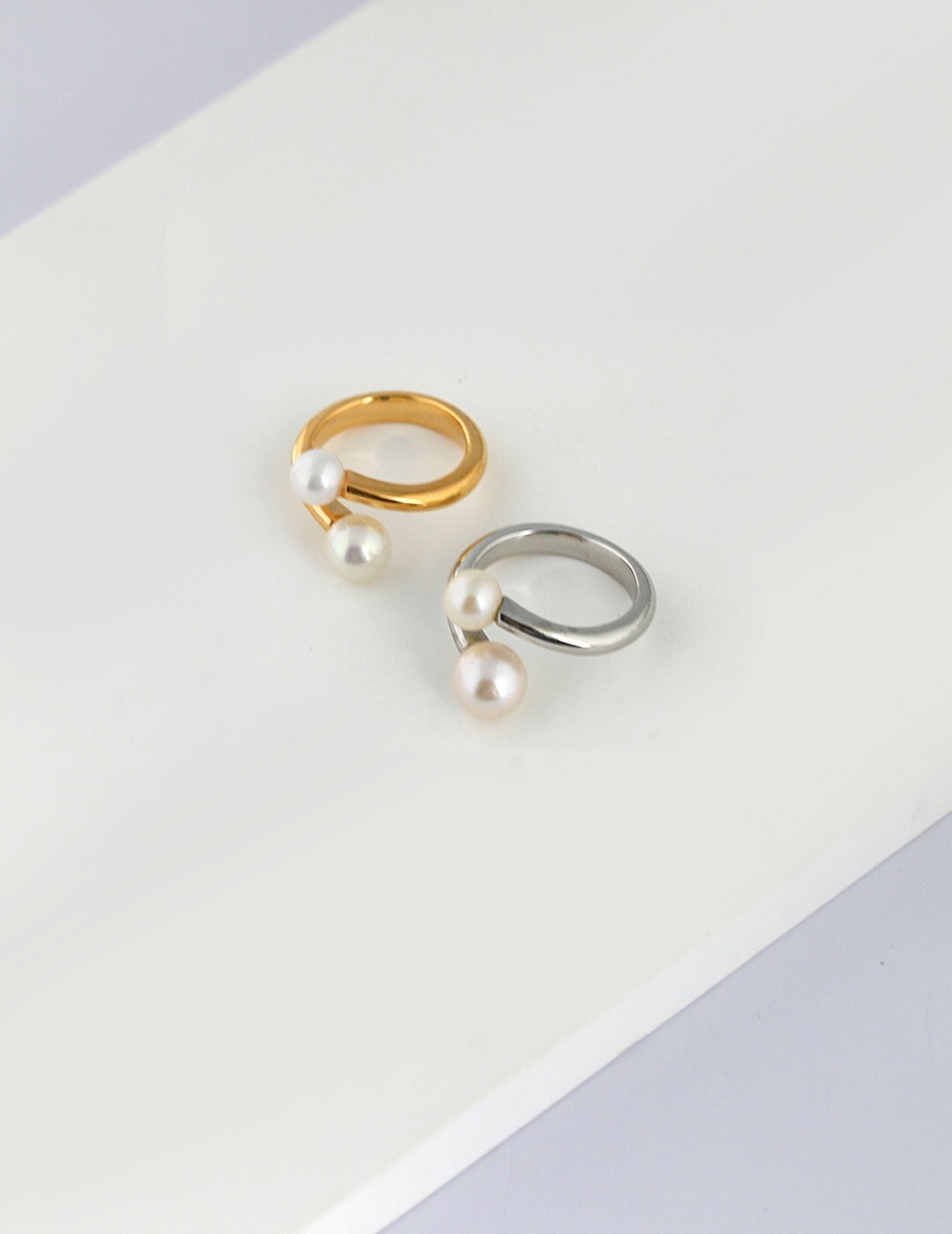 Double Natural Pearl Adjustable Ring