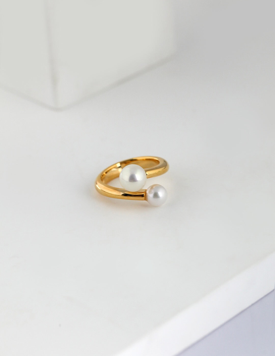 Double Natural Pearl Adjustable Ring