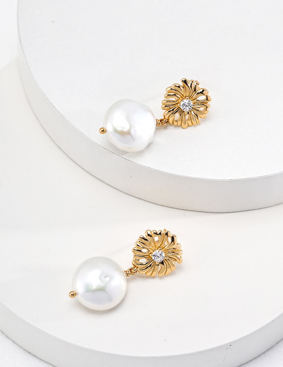 Baroque Pearl Blossom Drop Earrings