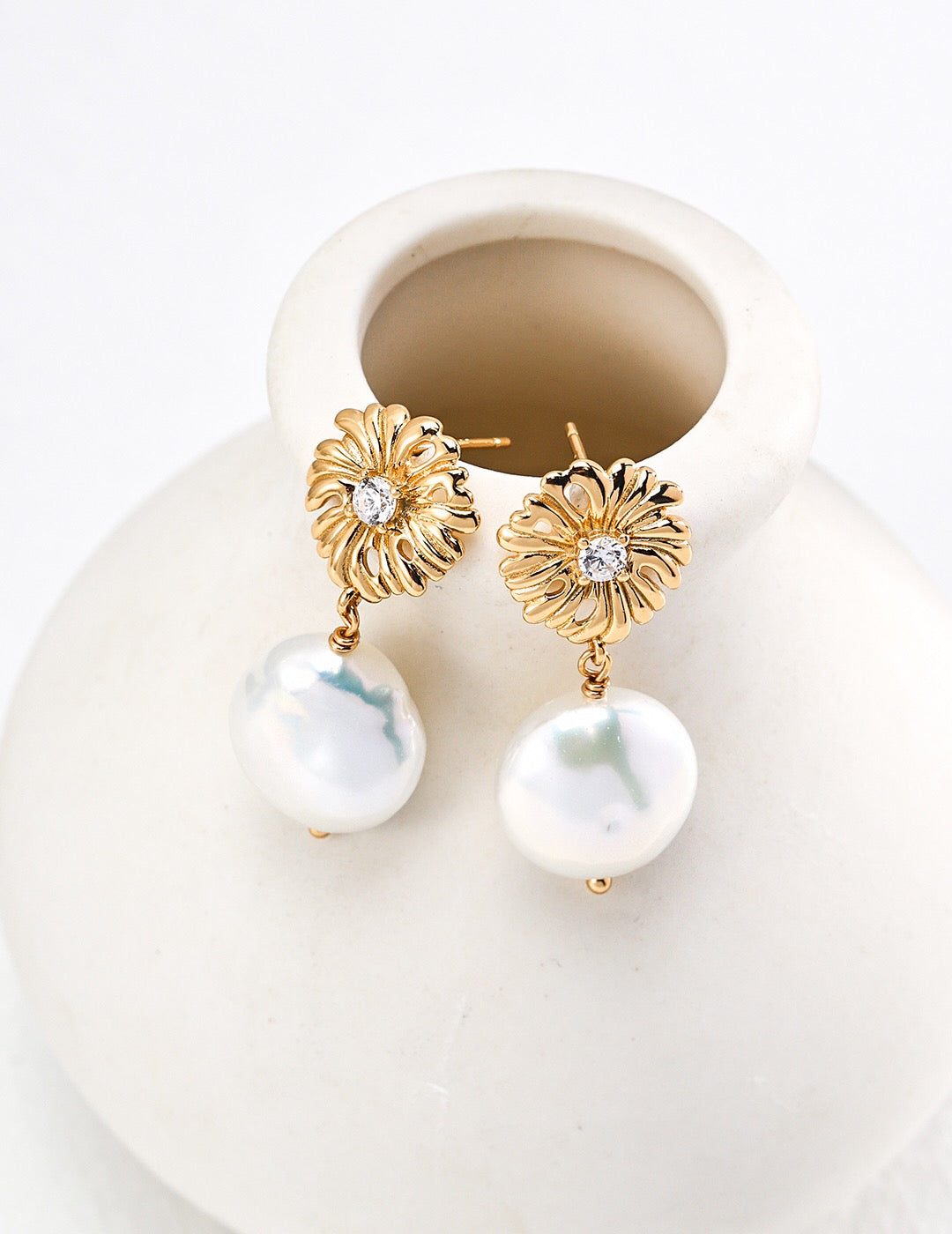 Baroque Pearl Blossom Drop Earrings