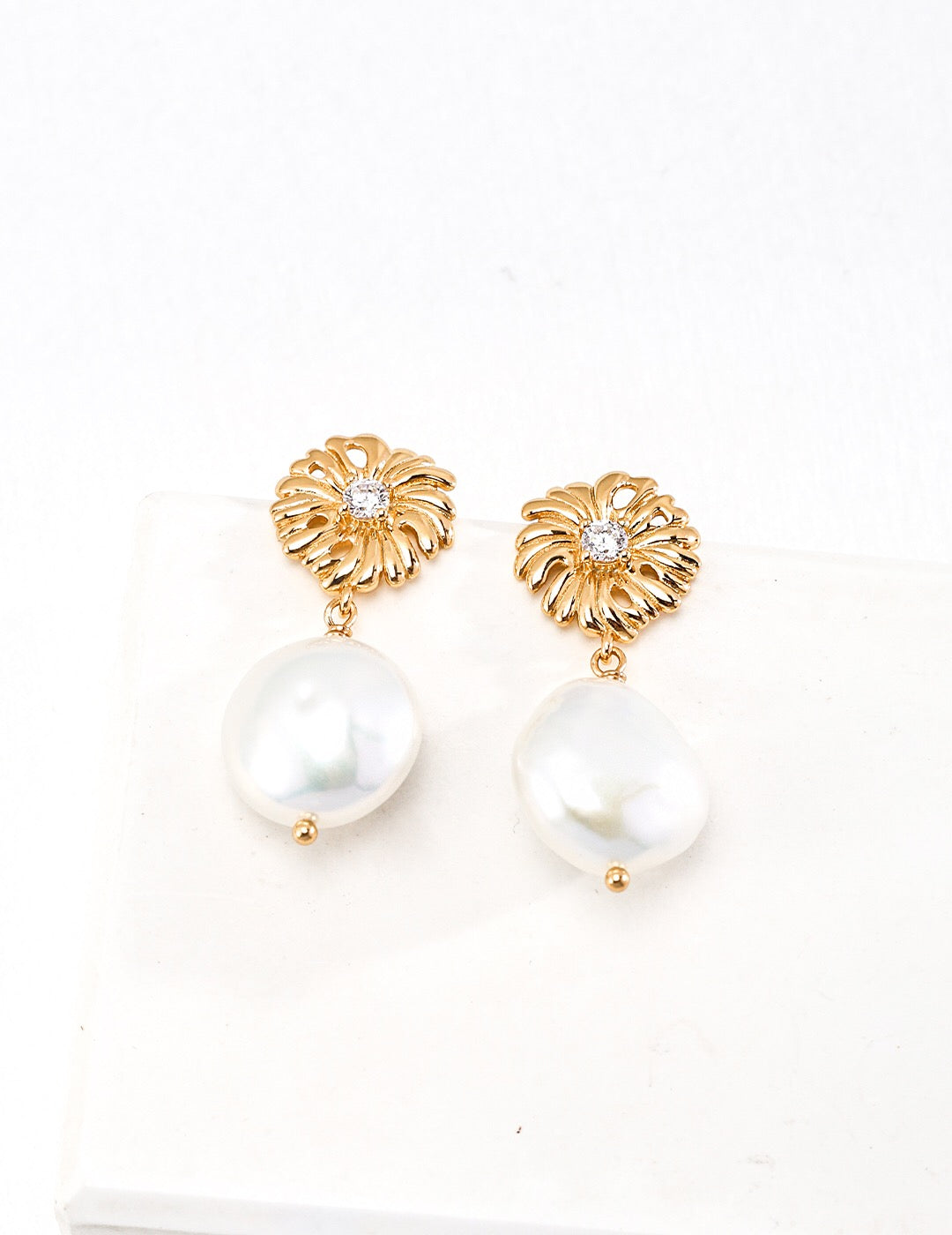 Baroque Pearl Blossom Drop Earrings