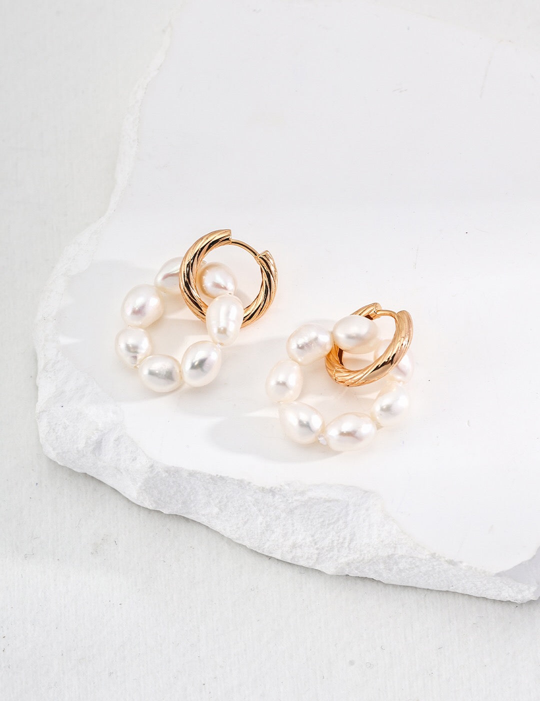 Two-way Pearl Petal Earrings