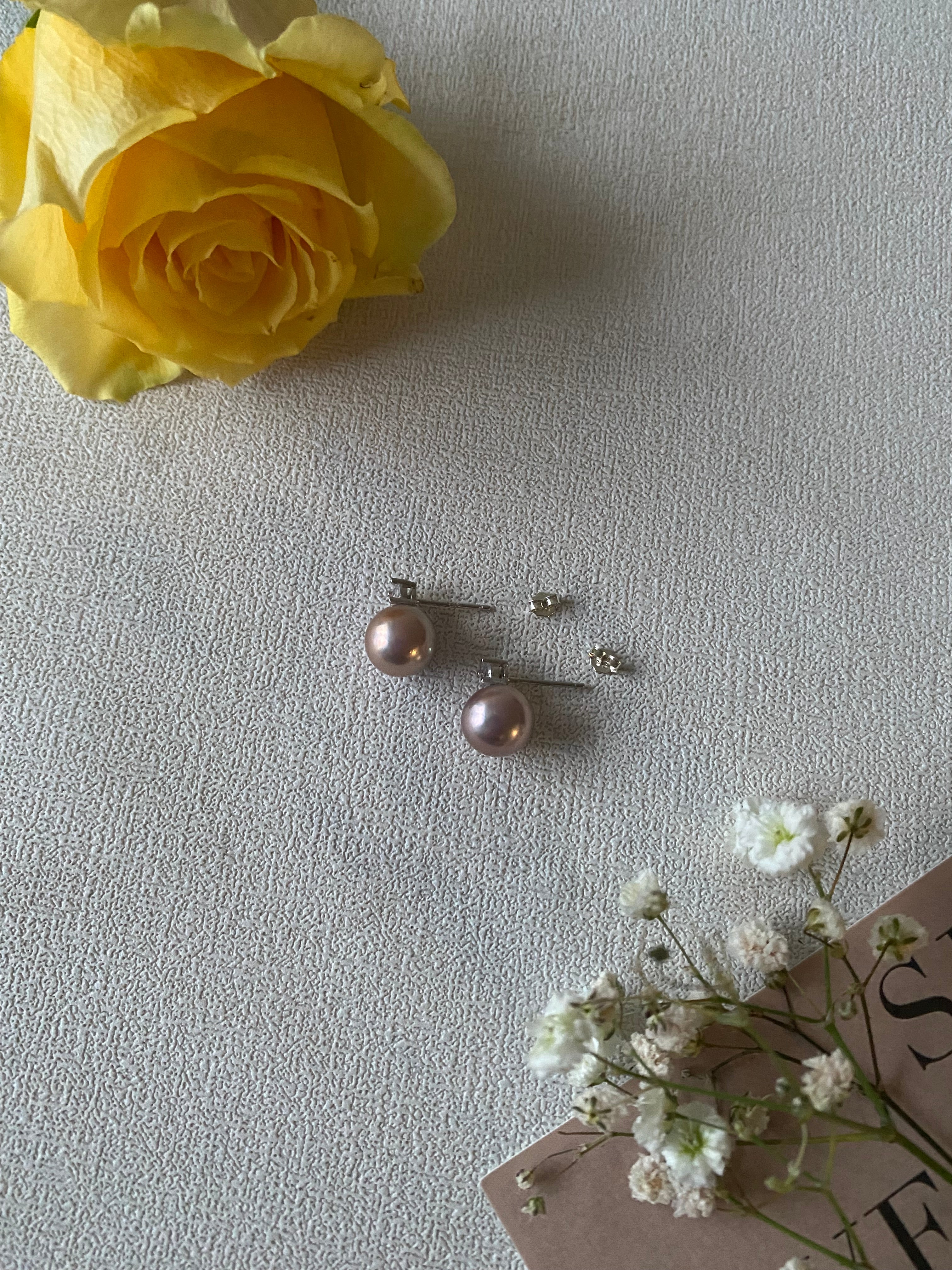 Natural Purple Pearl Pendant set - Necklace and Earrings