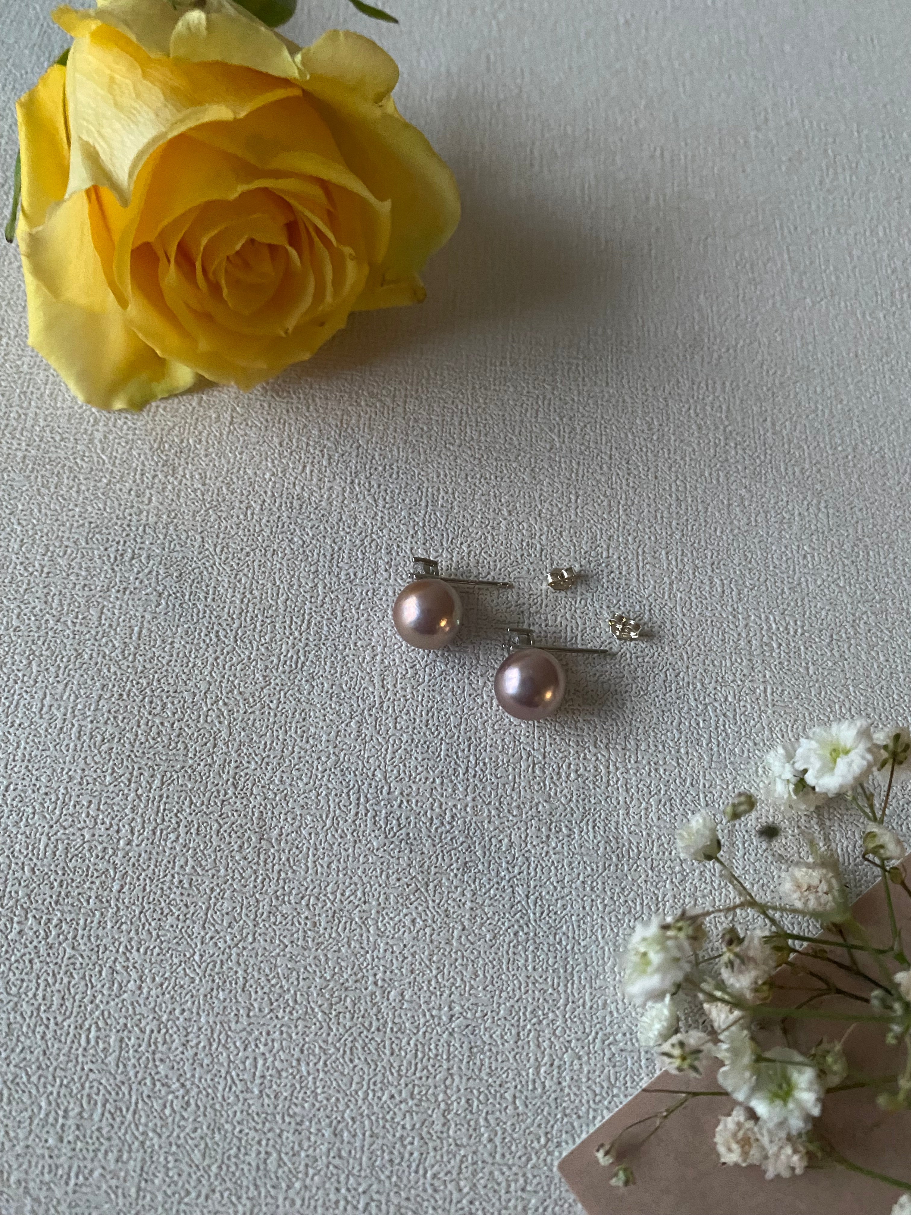 Natural Purple Pearl Pendant set - Necklace and Earrings